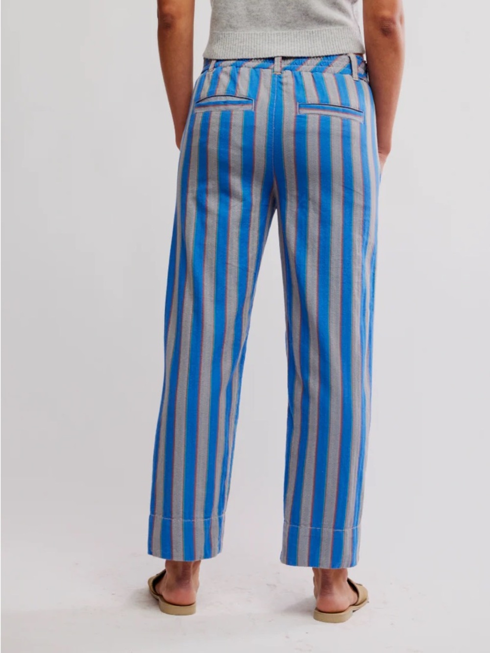 Free People Marielle Striped Pull-On Pants NWT Blue - Picture 4 of 12